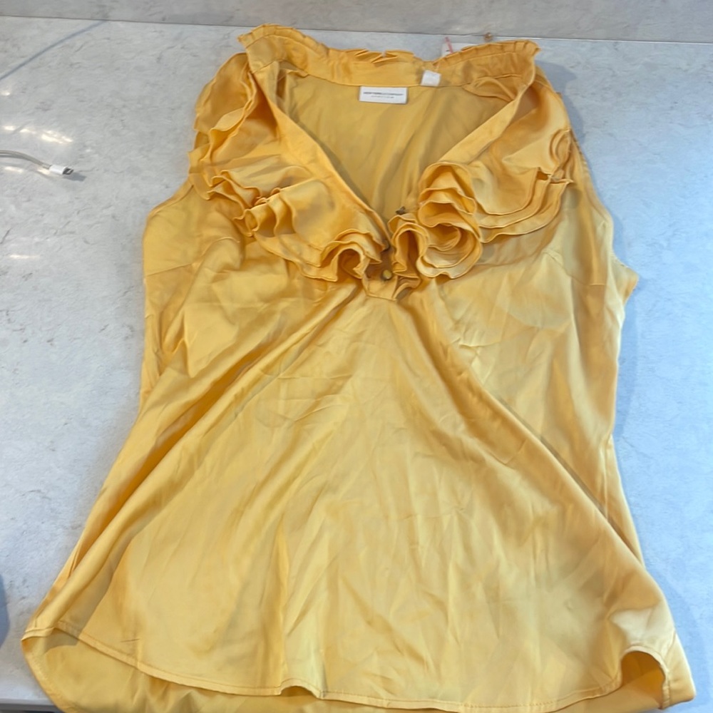 New yours and company stretch, silky tank with ruffle